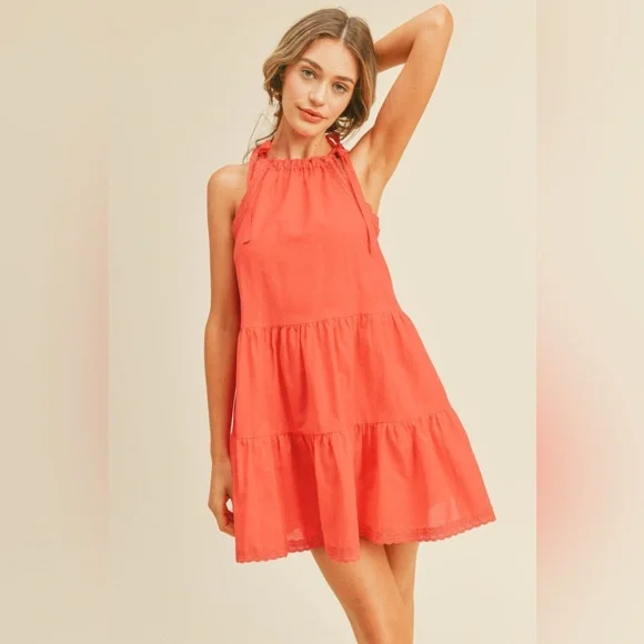 Pinkblush lace trim tiered dress nwot - Picture 2 of 6